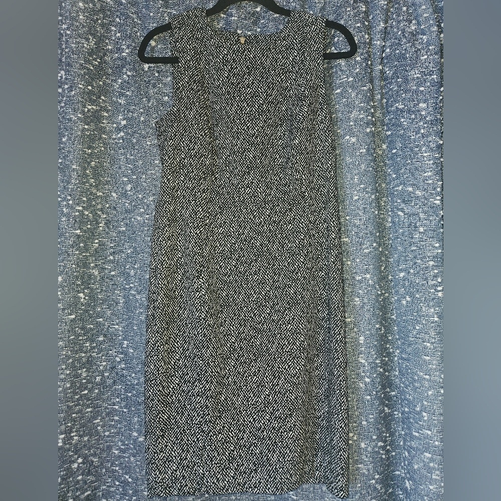 Calvin Klein Black White Animal Print Sleeveless Sheath Midi Dress Size